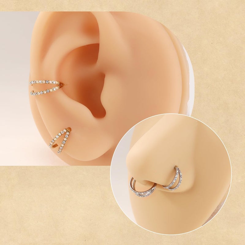 FUNLMO Store 316L Surgical Steel Nose Hoop Septum Conch Piercing Jewelry Cartilage Daith Helix Tragus Rook Lobe Earring Triple/Double Nose Lip Ring 20G 18G 16G - Image 5